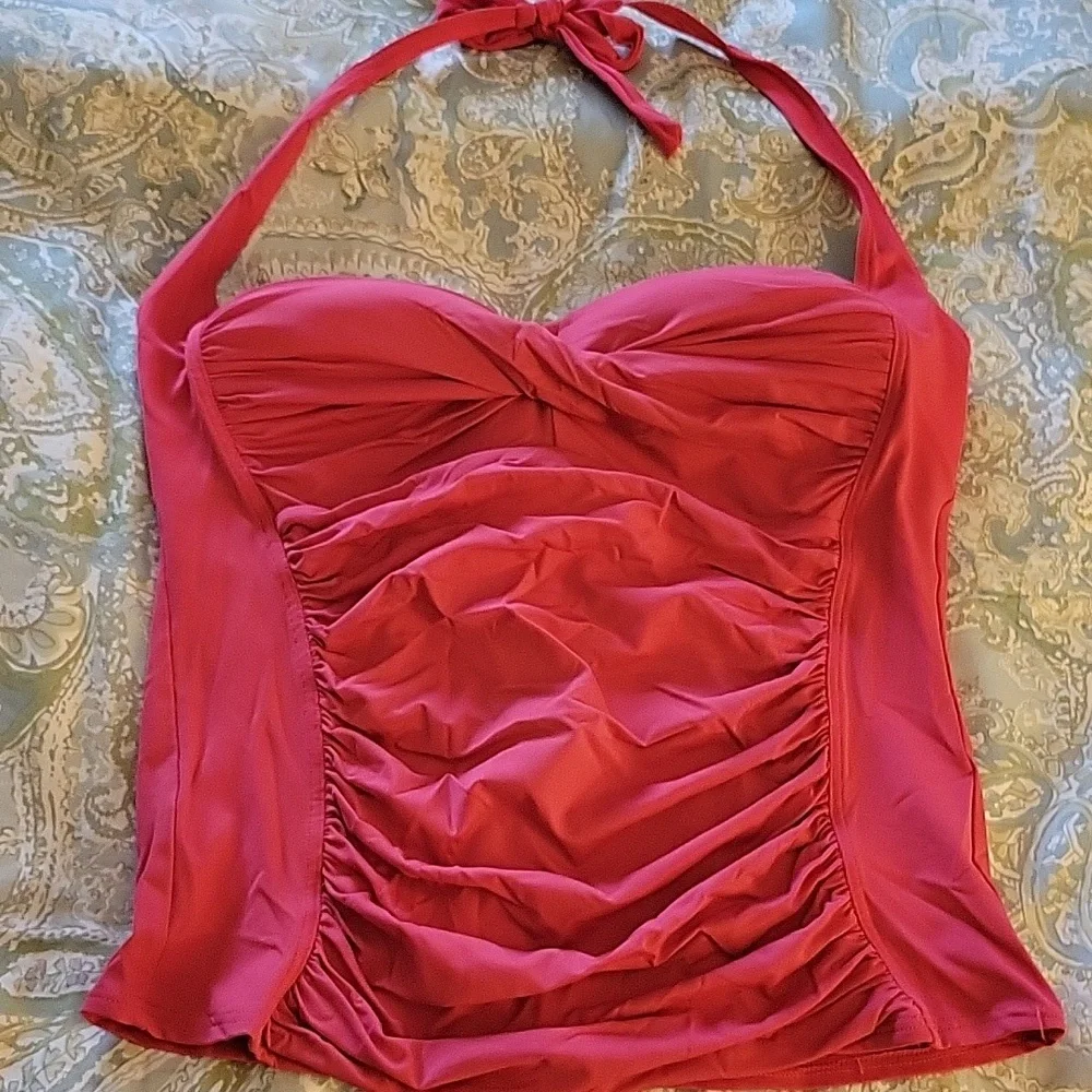 HALTER ROUCHED FRONT SWIM TOP